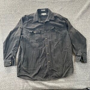 VTG Kensington Collection Men Black Brushed Twill Long Sleeve Button Up Shirt XL